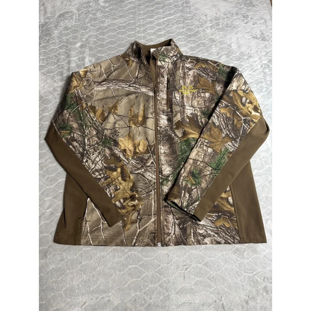 Realtree Xtra Camo Hunting Jacket Mens Large Scent Factor Softshell Full Zip